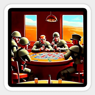 Soldiers playing poker Sticker